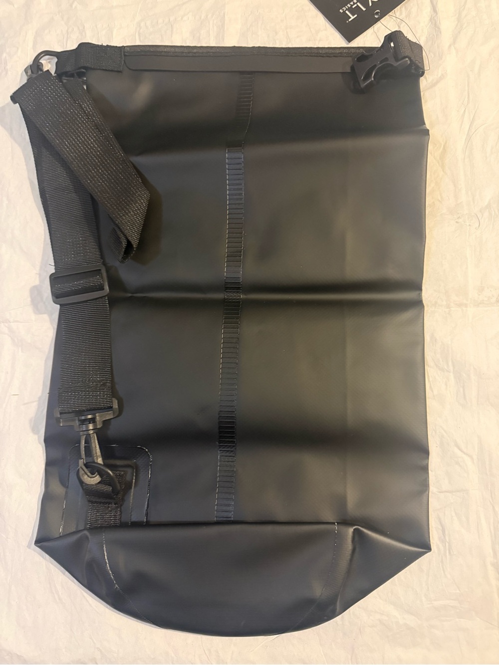 Black Waterproof Roll-Top Men's Sling Bag